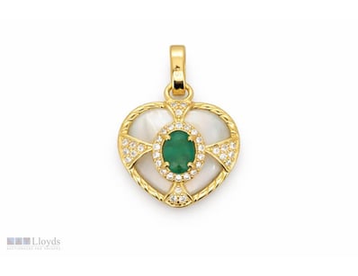 NATURAL EMERALD & MOTHER OF PEARL (NACRE) PENDANT ...