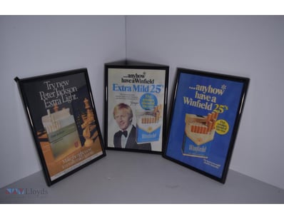 Mancave Framed Cigarette Advertising Prints, Peter...