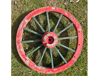 Carriage wheel, 12 spokes 45 inch diameter, 3 inch...