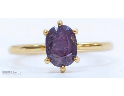 10K YELLOW GOLD SAPPHIRE RING – NATURAL VIOLET BLU...