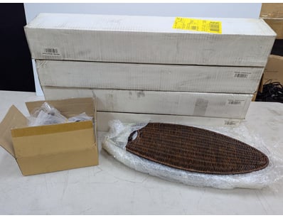 Fan blades, brown wicker with brackets

SOLD AS LO...