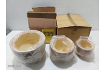 1203 ribbed terra wash planter set of 3 x 2.