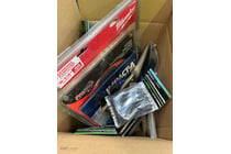 Box Lot of Assorted Saw Blades, Cable Ties and