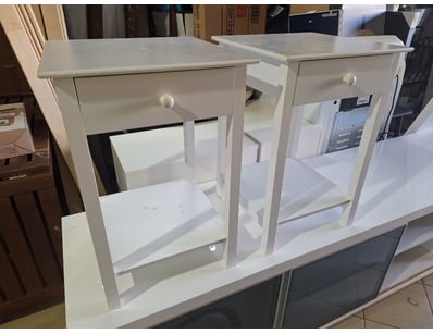 Pair of Bedside Tables, Timber Style, White Finish...