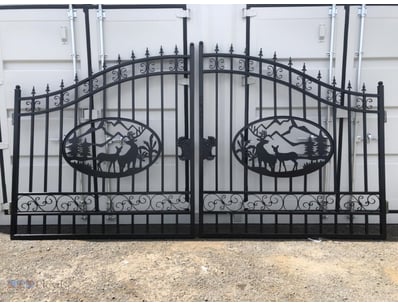 Set of 2 Small Unused Wrought Iron Style Gates wit...