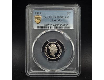 1989 AUSTRALIAN 5C COIN PCGS GRADED

Pcgs Pr69Dc...