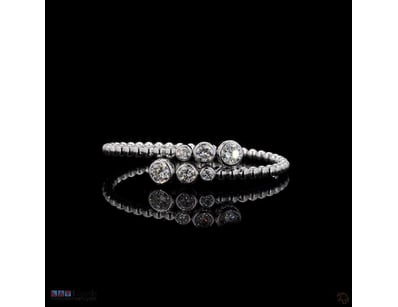4.12 CT ROUND BEZEL BYPASS BANGLE IN 9KT WHITE GOL...