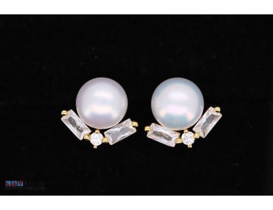 SOUTH SEA PEARL EARRINGS ON 925 SILVER - WITH CERT...