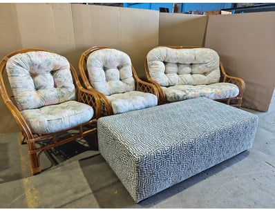 Furniture, including cane style lounge suite set, ...
