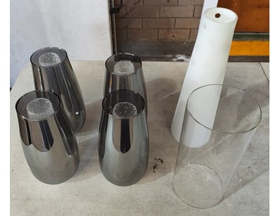 Assorted lamp shades.