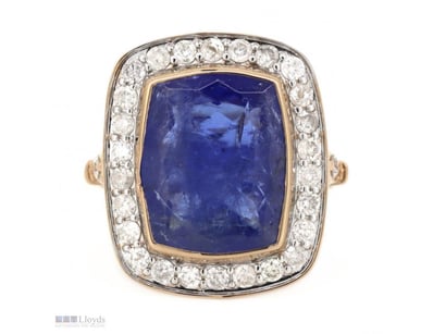 14K ROSE GOLD, 8.57CT TANZANITE AND DIAMOND, HALO ...