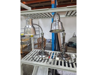 Pair Of Table Lamps, Chrome Style, Silver Finish
...