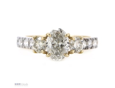 14K YELLOW GOLD AND DIAMOND, CLASSIC TRILOGY RING....