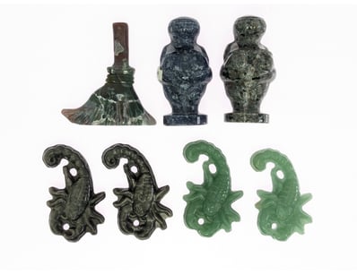 NATURAL CHRYSTAL FIGURINES INCLUDING SCORPIONS, FE...