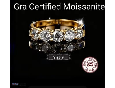 GRA CERTIFIED MOISSANITE ETERNITY RING SIZE 9 WITH...
