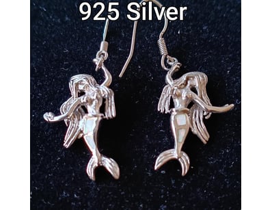 925 SILVER MERMAID EARRINGS WITH WHITE LAB CREATED...