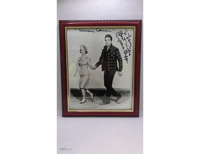 FRAMED IMAGE OF ELVIS PRESLEY AND CYNTHIA PEPPER S...