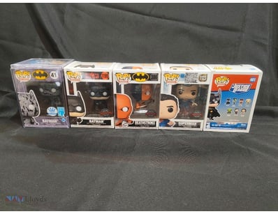COLLECTION OF FIVE DC COMICS FUNKO POP VINYL FIGUR...