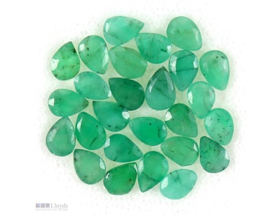 NATURAL 5.21CT PEAR FACET GREEN EMERALD LOT 26 PIE...