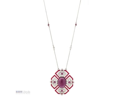 14K WHITE GOLD, 15.75CT RUBELLITE, RUBY AND DIAMON...