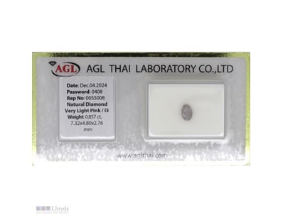 0.857CT CERTIFIED, NATURAL PINK DIAMOND     

Oval...