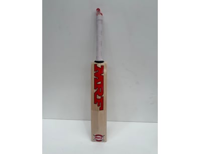 MRF cricket bat featuring the iconic red MRF brand...