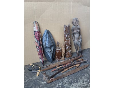 Ornaments, timber carved Tribal ornaments 

Sold...