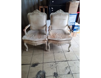 Set of chairs with padded arm rest, signs of wear,...