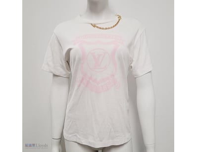 LOUIS VUITTON WHITE PINK LOGO TEE SMALL, RRP $1,68...