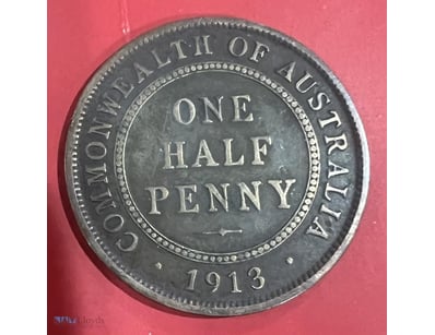 1913 AUSTRALIA KGV HALF PENNY  



294208+13