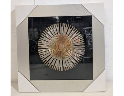Contemporary wall-mounted art piece featuring a st...