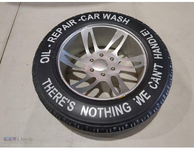 Novelty decorative car wheel with silver alloy rim...