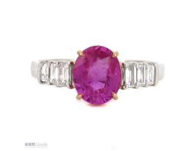 14K WHITE/ROSE GOLD, PINK SAPPHIRE AND DIAMOND, DR...