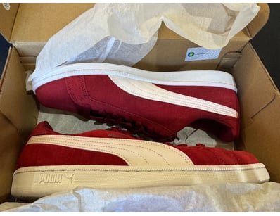 PUMA SMASH SD TIBETAN RED AND PUMA WHITE SNEAKERS,...
