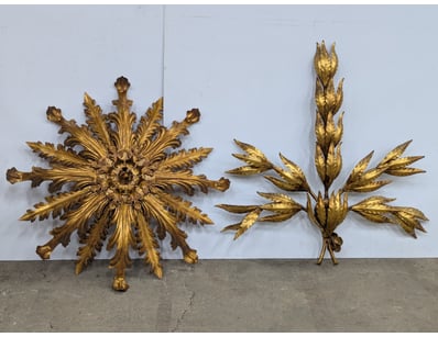 Metal garden wall ornaments, gold/bronze coloured...