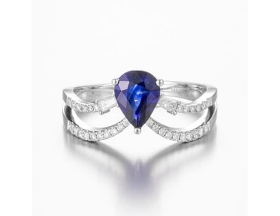 14CT WHITE GOLD AUSTRALIAN SAPPHIRE AND DIAMOND DR...