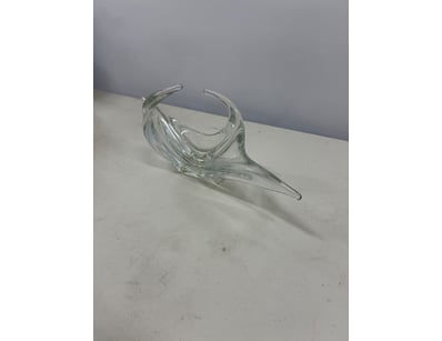 CLEAR GLASS SCULPTURAL ART OBJECT WITH ORGANIC FOR...