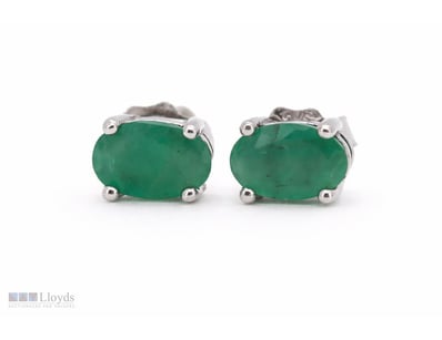 NATURAL ZAMBIAN EMERALD EARRINGS ON 925 SILVER - W...