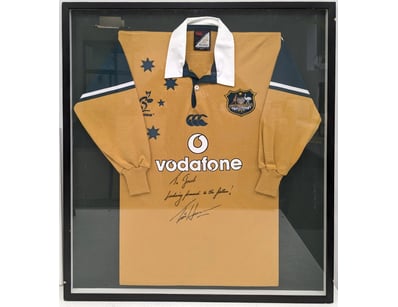 SIGNED AUSTRALIAN WALLABIES RUGBY JERSEY - GOLD VO...