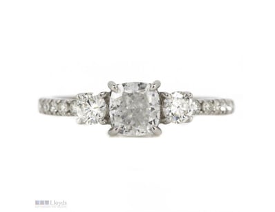 14K WHITE GOLD AND DIAMOND, TRILOGY RING.      

T...