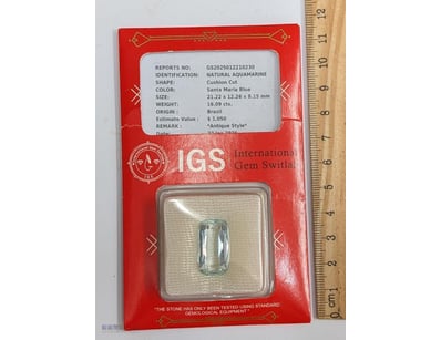 CERTIFIED 16.09 CARAT AQUAMARINE GEMSTONE VALUED A...