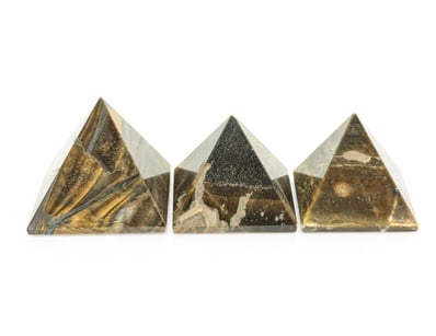 SET OF FIVE POLISHED TIGER'S EYE PYRAMID SPECIMENS...
