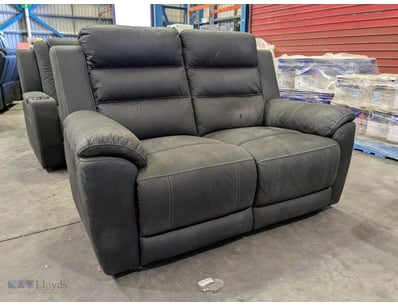 Two-seat reclining lounge suite in charcoal fabric...
