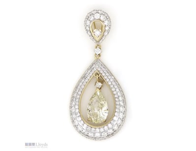 14K YELLOW GOLD/RHODIUM PLATED, FANCY YELLOW DIAMO...