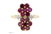 14K Yellow Gold, Pink Sapphire And Diamond,