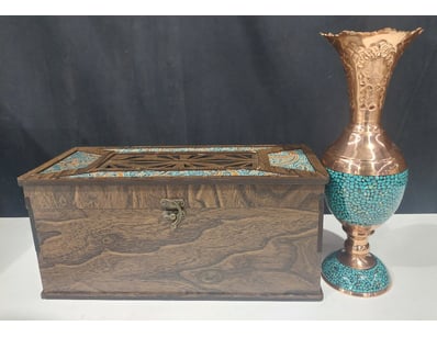 PERSIAN FIROOZEH KOOBI VASE MADE FROM COPPER AND I...