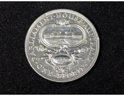 1927 AUSTRALIAN 8 PEARL PARLIAMENT HOUSE FLORIN
...