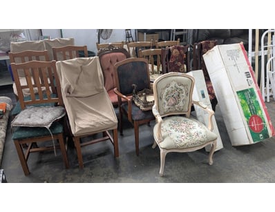 Homewares, including assorted dining chairs, bed f...