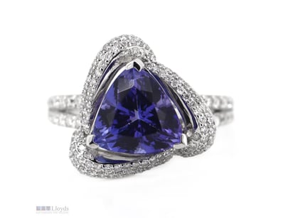 14K WHITE GOLD, TANZANITE AND DIAMOND, STATEMENT R...