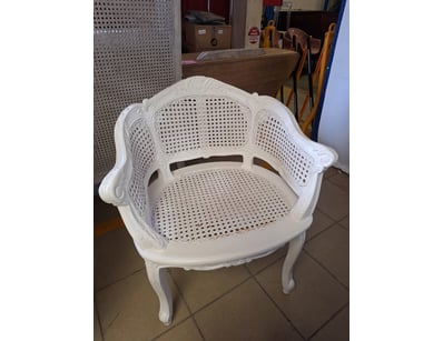 Single Chair, Timber & Rattan Style, White Finish ...
